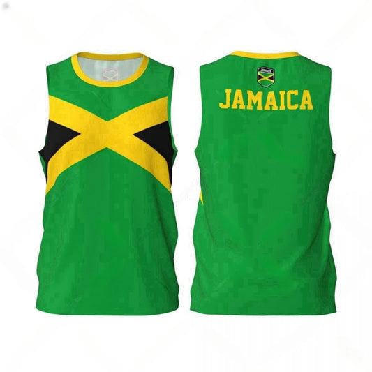 Jamaica Flag Graphic Tank Top - 3D Printed Sports Sleeveless Vest