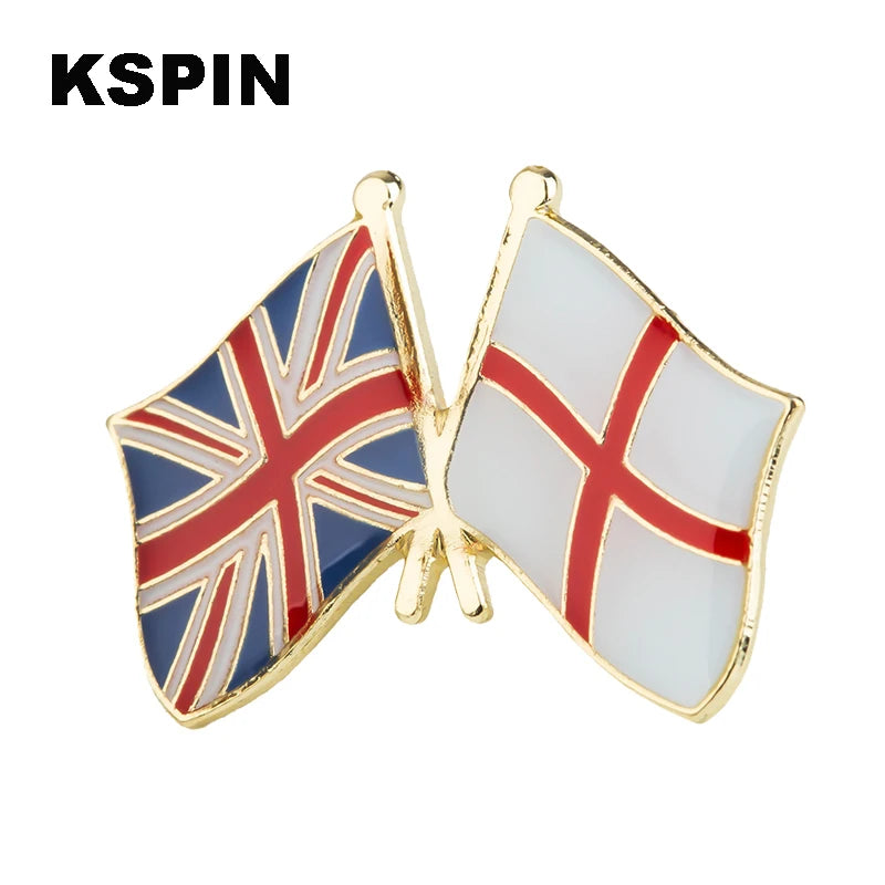 England Flag Lapel Pin Metal Brooch UK Badge Butterfly Clutch Unisex