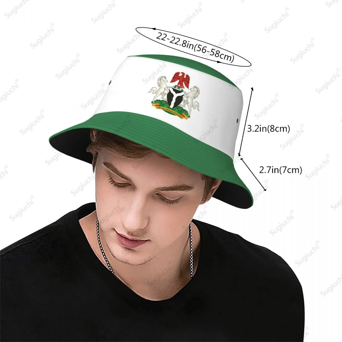 Nigeria 3D Flag Bucket Hat Breathable Mesh Sun Cap Unisex Outdoor