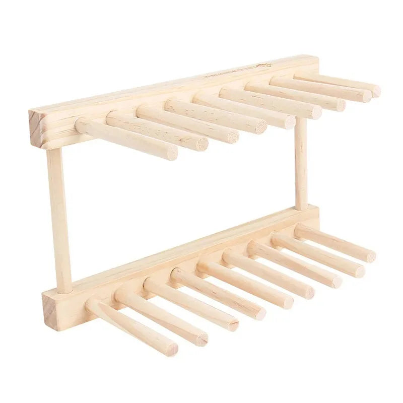 Wooden Dish Drying Rack Foldable Plate Drainer Kitchen Storage Holder