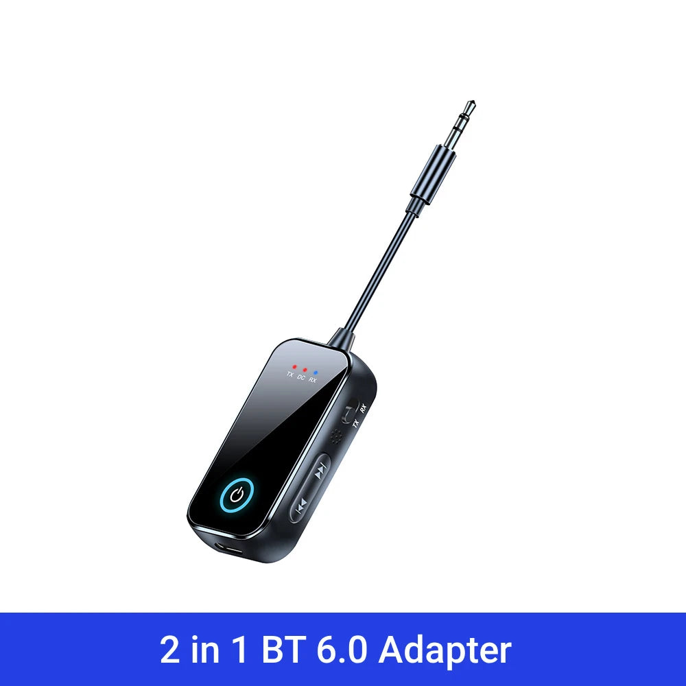 Bluetooth 6.0 AUX Adapter Receiver Transmitter 2 in 1 Wireless Audio