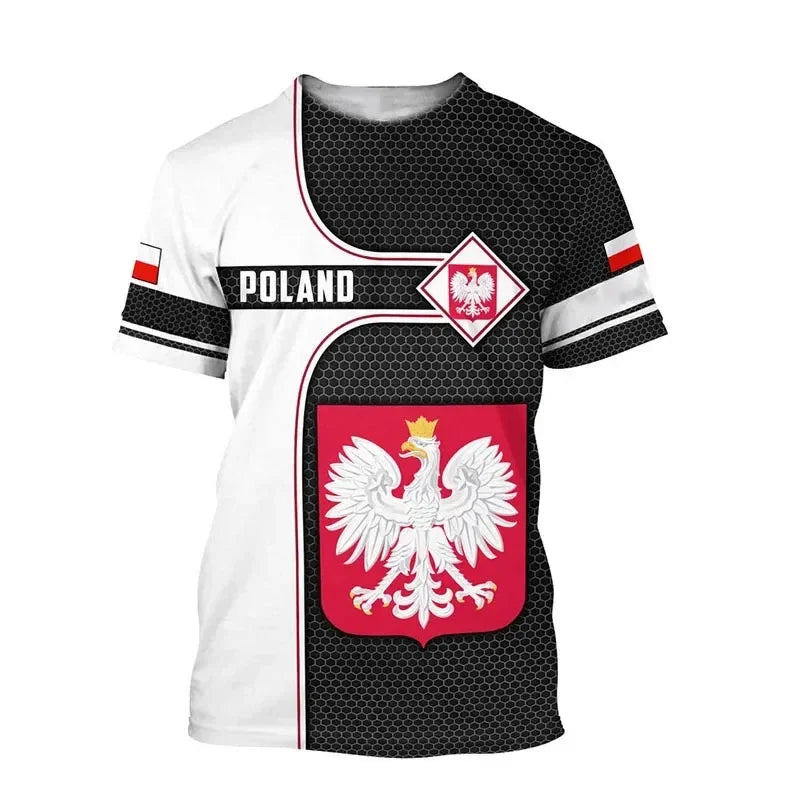 Poland Flag 3D Print T-Shirt - Oversized Streetwear Tee for Men, Women & Kids