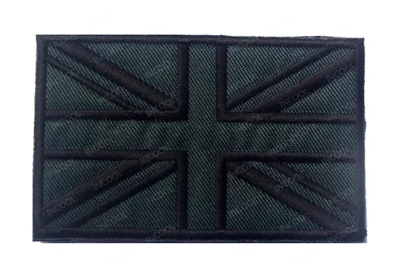 UK British Flag Embroidered Patch Hook Loop Reflective Badge Applique