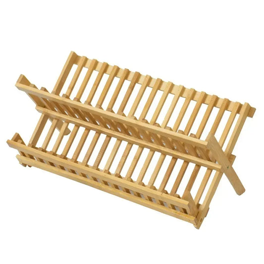 Bamboo Folding Dish Rack Kitchen Drainer Utensil Storage Holder Eco