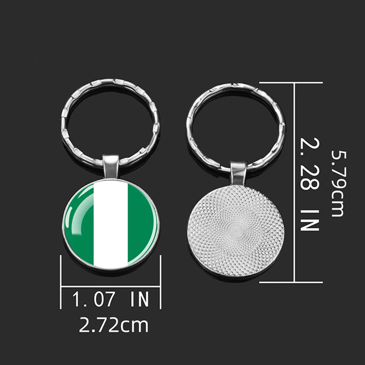 African Flags Glass Keychain Round Metal Patriotic Gift Unisex
