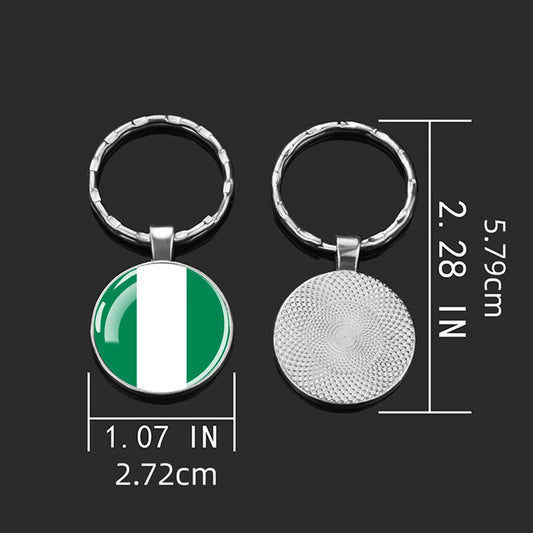 African Flags Glass Keychain Round Metal Patriotic Gift Unisex