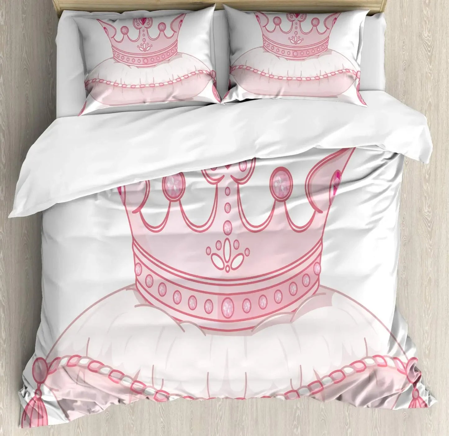 Gold Crown Duvet Cover Set Romantic Couple Bedding 3pcs Custom Print