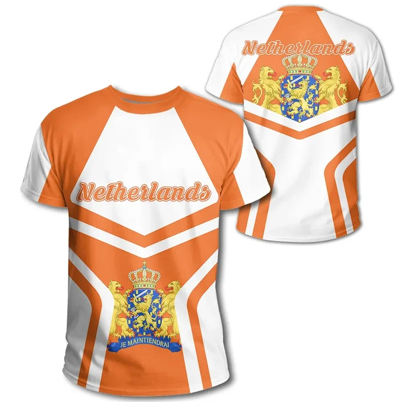 Netherlands Flag T-Shirt – Men’s 3D Printed Orange Oversized Tee