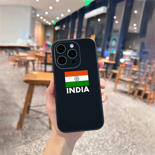 India Flag Phone Case - Soft Silicone Black Cover for iPhone 12–17 Plus & Max