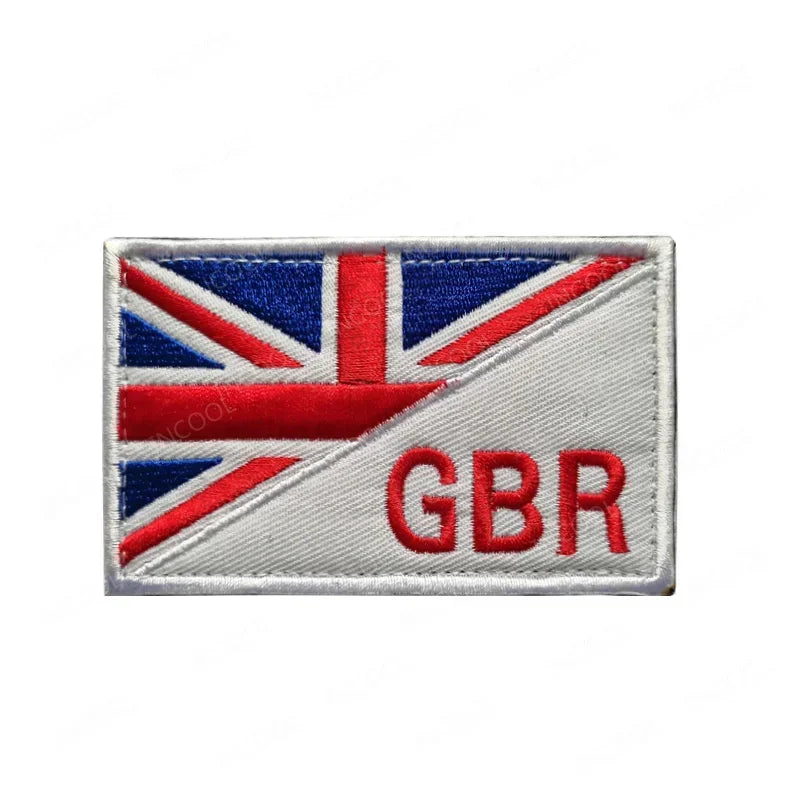 UK British Flag Embroidered Patch Hook Loop Reflective Badge Applique