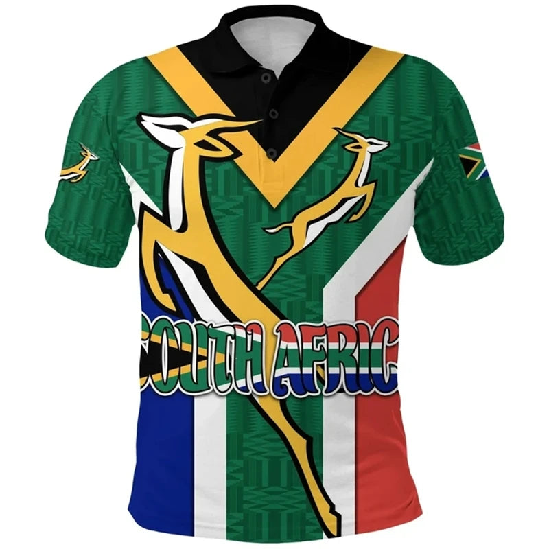 South Africa Map Flag 3D Polo Shirt – Men’s Springbok Sport Jersey Top