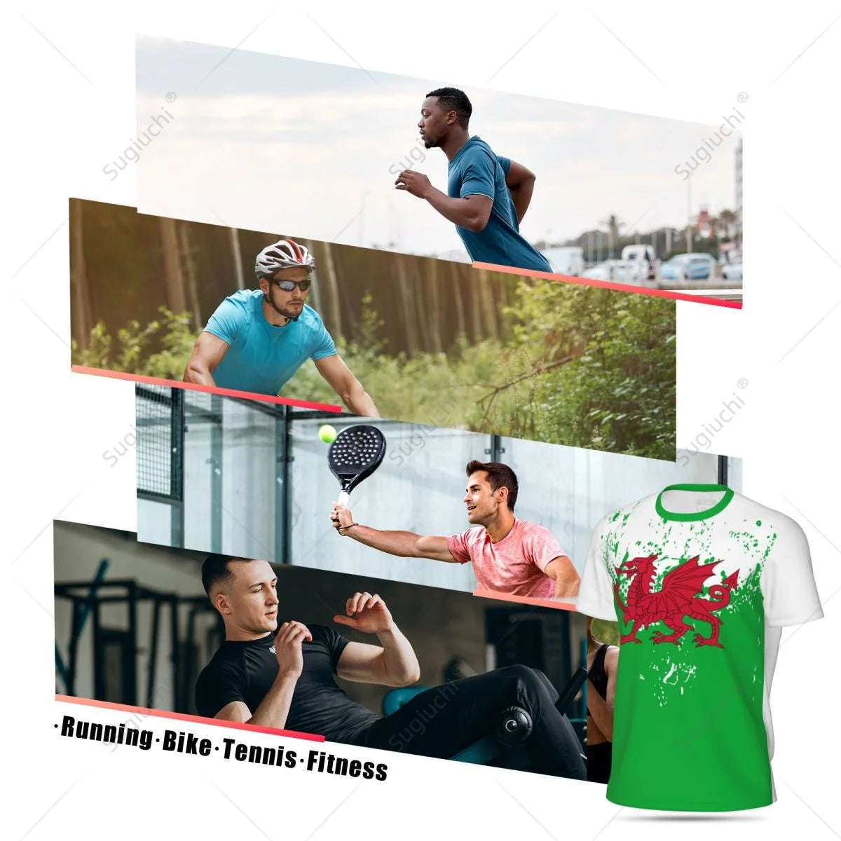 Wales Flag 3D Printed Men’s Sports T-Shirt - Mesh Short Sleeve for Running, Soccer & Fitness