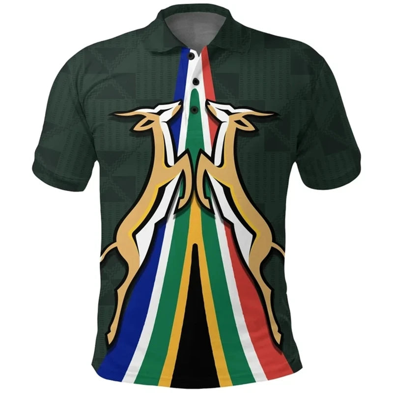 South Africa Map Flag 3D Polo Shirt – Men’s Springbok Sport Jersey Top