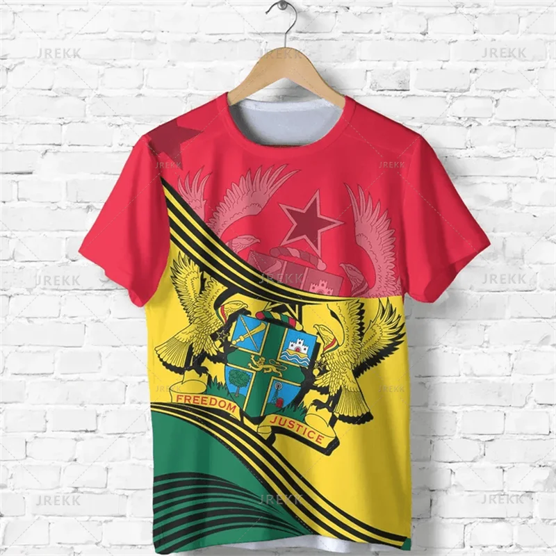 Ghana 3D Print Independence Day T-Shirt - National Map & Flag Emblem Graphic