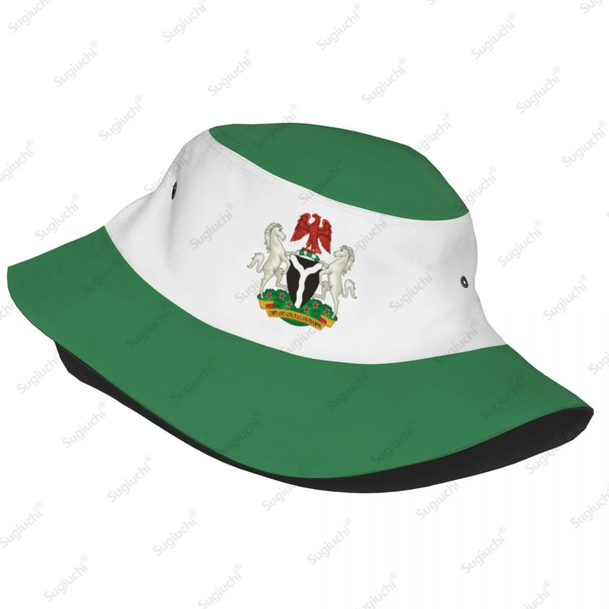 Nigeria 3D Flag Bucket Hat Breathable Mesh Sun Cap Unisex Outdoor