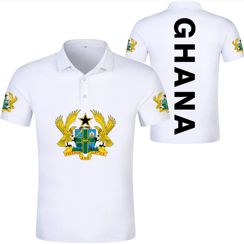 Ghana Flag Graphic Polo Shirt – National Emblem & Map Jersey Top for Men & Kids
