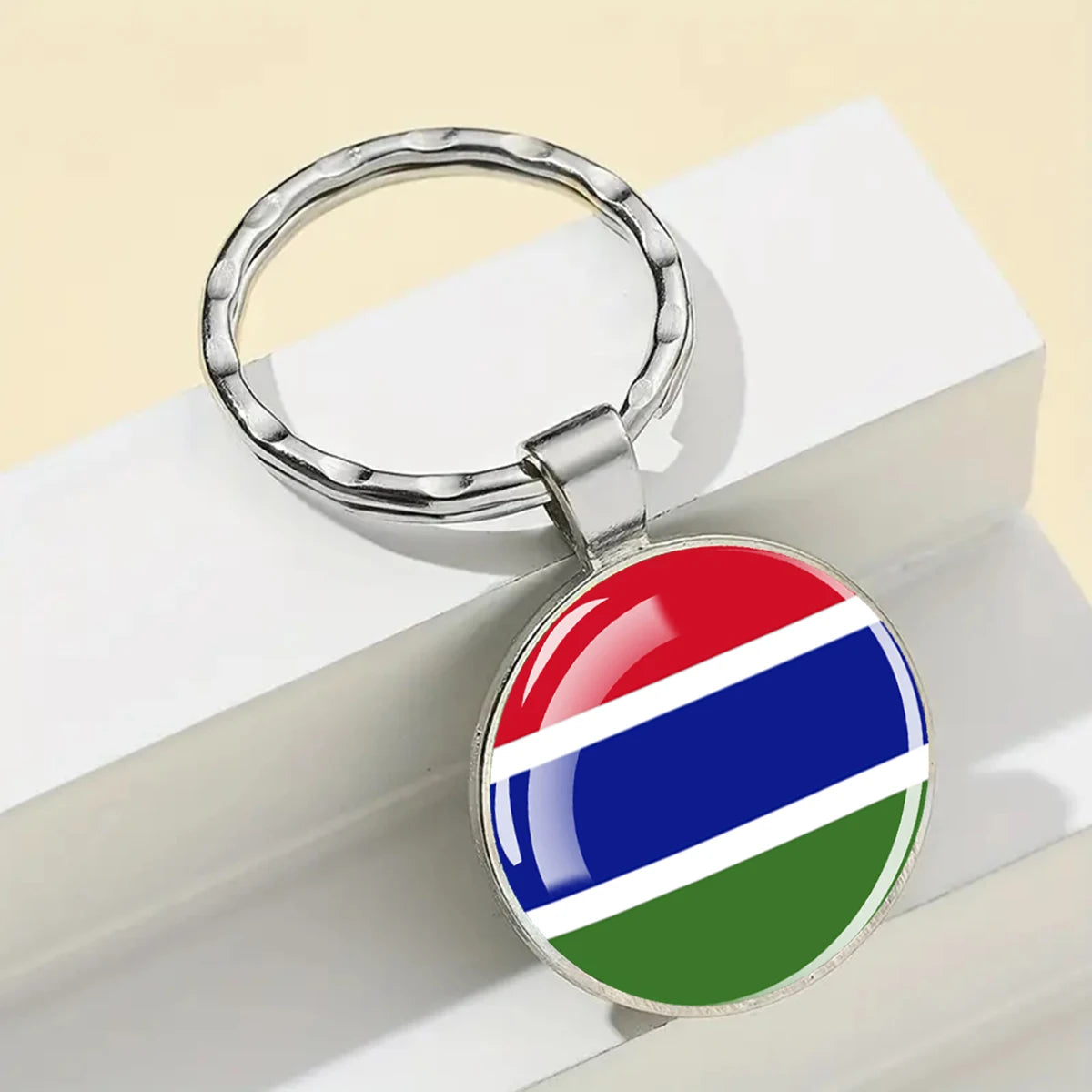 African Flags Glass Keychain Round Metal Patriotic Gift Unisex