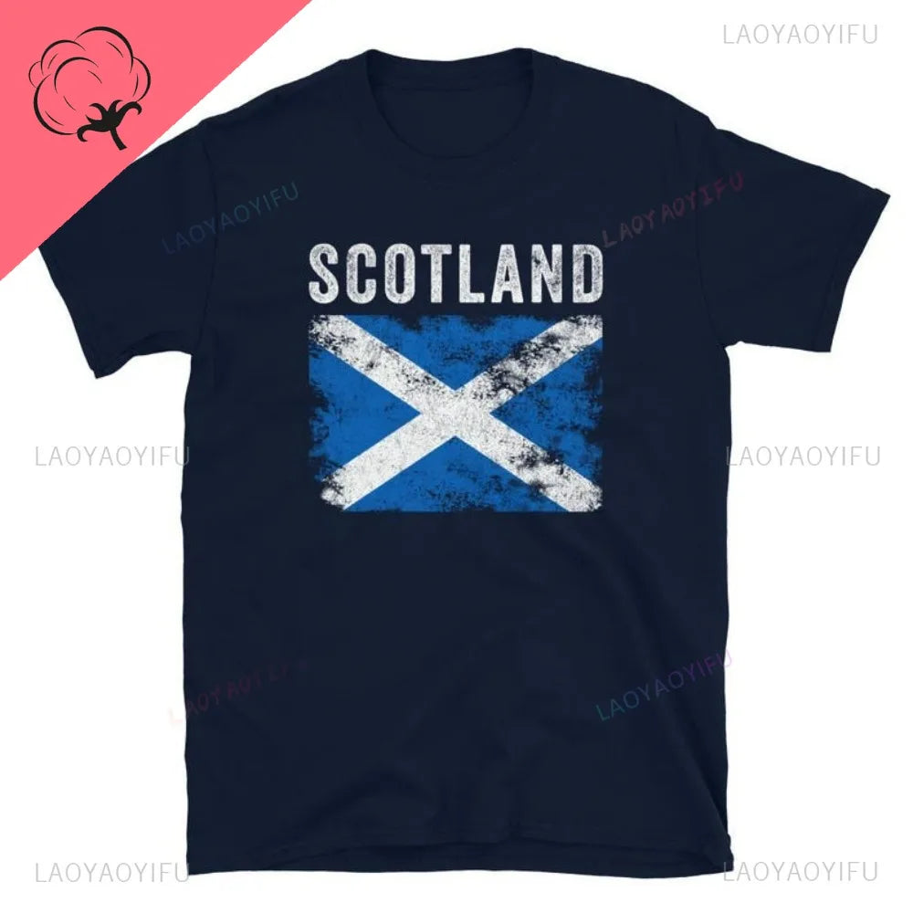 Scotland Flag Cotton T-Shirt - Patriotic Nostalgic Graphic Tee for Travel, Football & Leisure