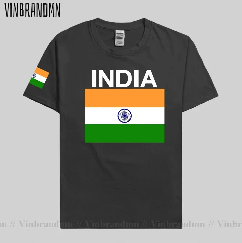 India T-Shirt for Men - Cotton National Flag Tee for Streetwear, Fitness & Fans