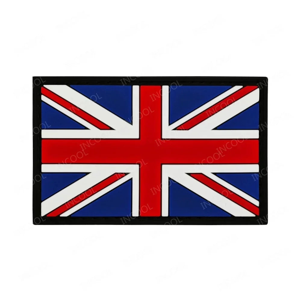 UK British Flag Embroidered Patch Hook Loop Reflective Badge Applique
