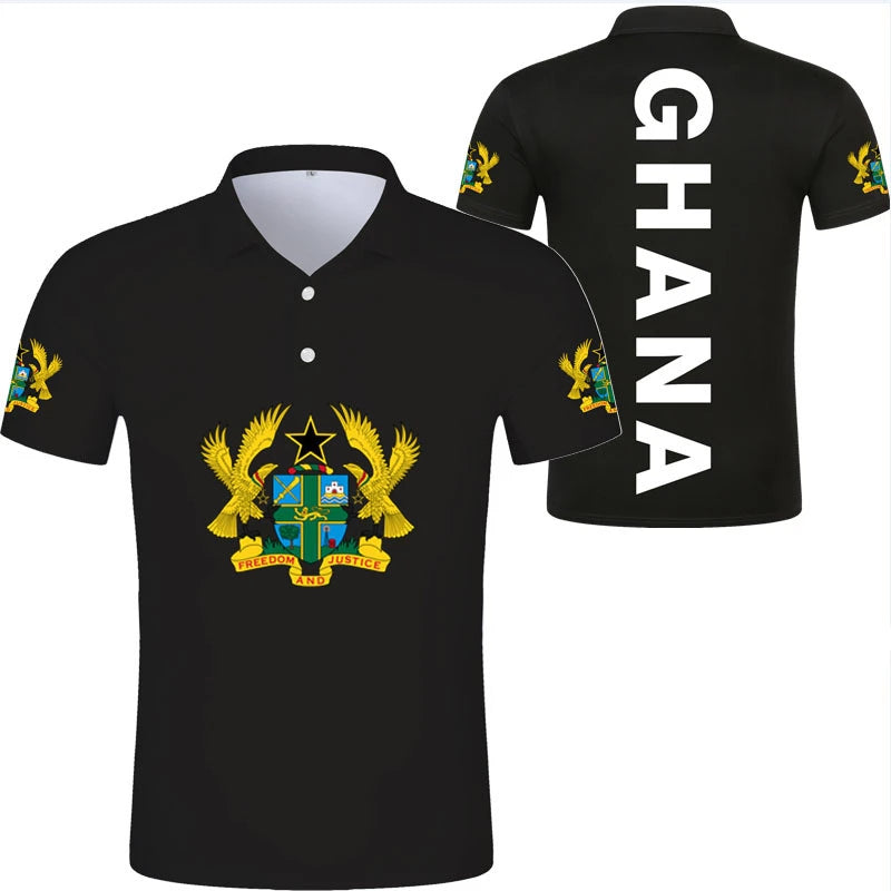 Ghana Flag Graphic Polo Shirt – National Emblem & Map Jersey Top for Men & Kids