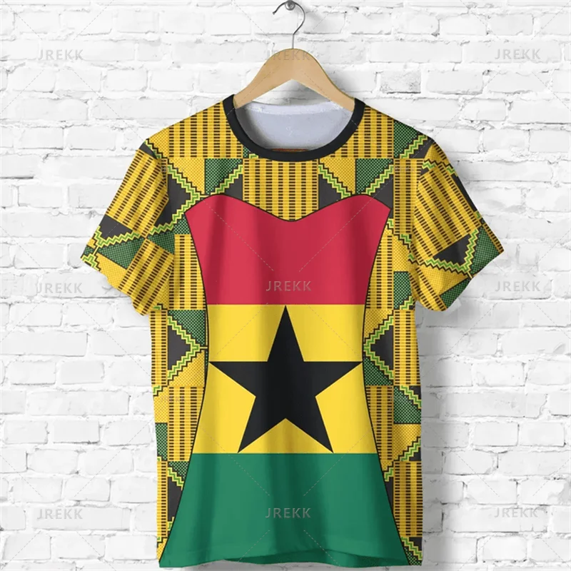 Ghana 3D Print Independence Day T-Shirt - National Map & Flag Emblem Graphic