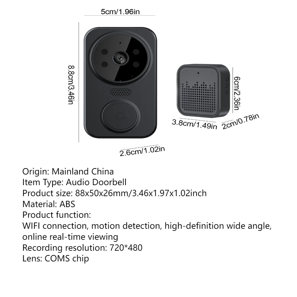 WiFi Smart Video Doorbell Camera – Wireless 2-Way Audio Visual Intercom with Remote Monitoring