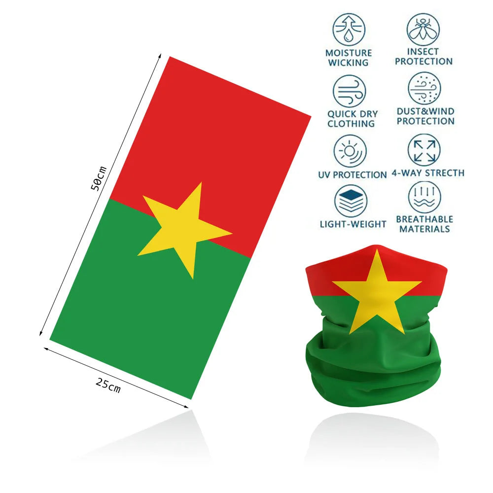 African Flag Bandana Neck Gaiter UV Protection Seamless Face Cover