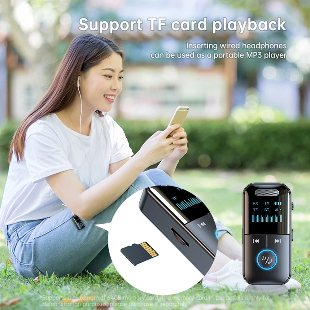 Bluetooth 5.4 Audio Transmitter Receiver 3.5mm Aux Adapter LED