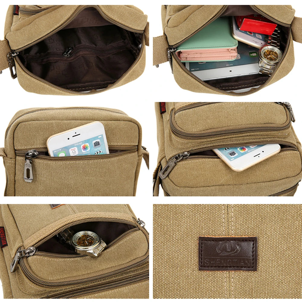 Retro Men’s Canvas Messenger Bag – Crossbody Shoulder Satchel for Travel & Daily Use