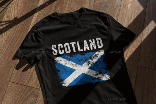 Scotland Flag Cotton T-Shirt - Patriotic Nostalgic Graphic Tee for Travel, Football & Leisure