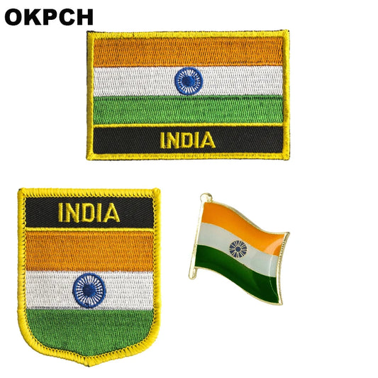 India National Flag Embroidered Patch - Iron On Badge for Clothing (PT0130-3)