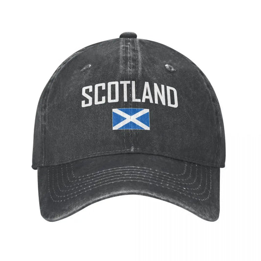 Scotland Flag Baseball Cap Vintage Cotton Washed Denim Dad Hat Unisex