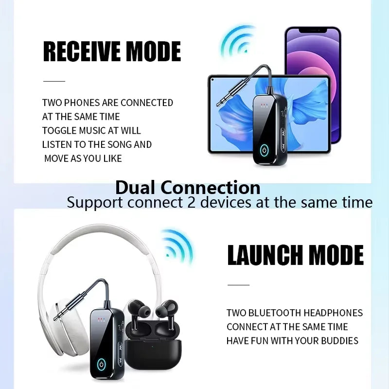 Bluetooth 6.0 AUX Adapter Receiver Transmitter 2 in 1 Wireless Audio