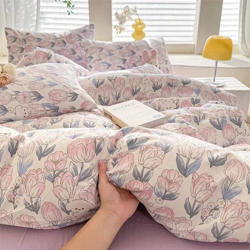 Bonenjoy Floral Duvet Cover Set 3pcs Soft Polyester Bedding Set
