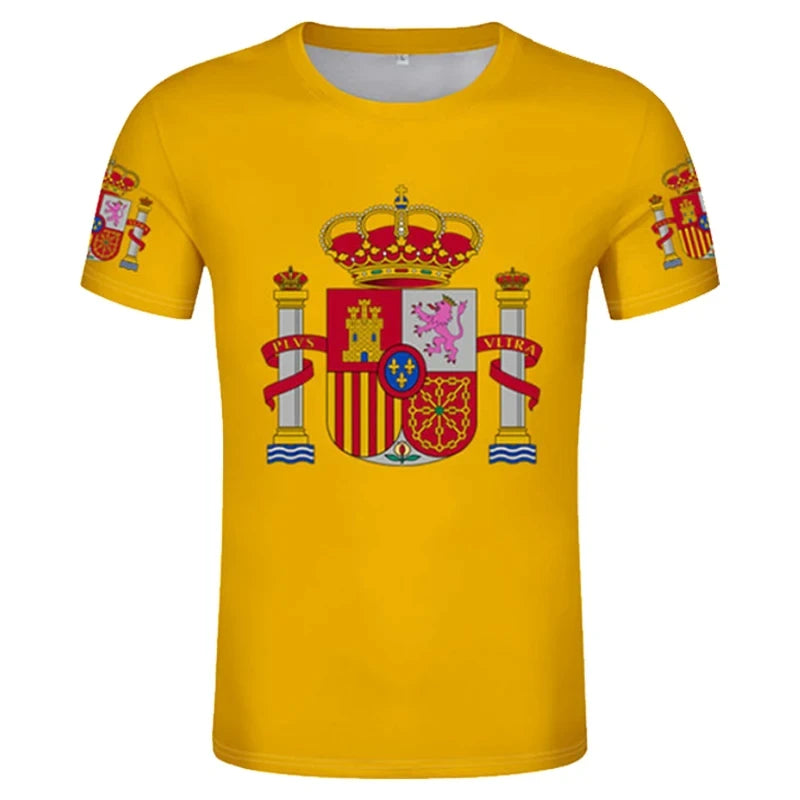 Spain Flag Coat of Arms 3D T-Shirt – Oversized Y2K Unisex Tee