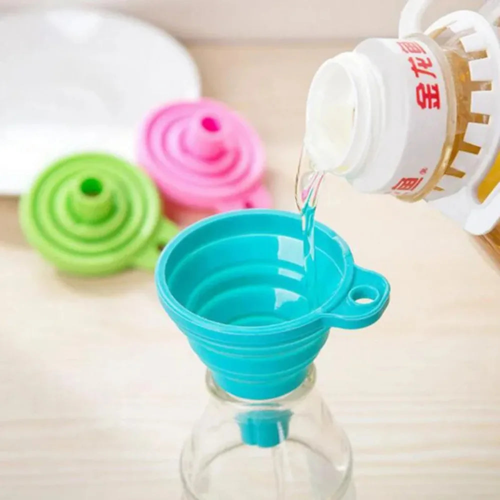Foldable Silicone Funnel Set Collapsible Kitchen Liquid Transfer Tool
