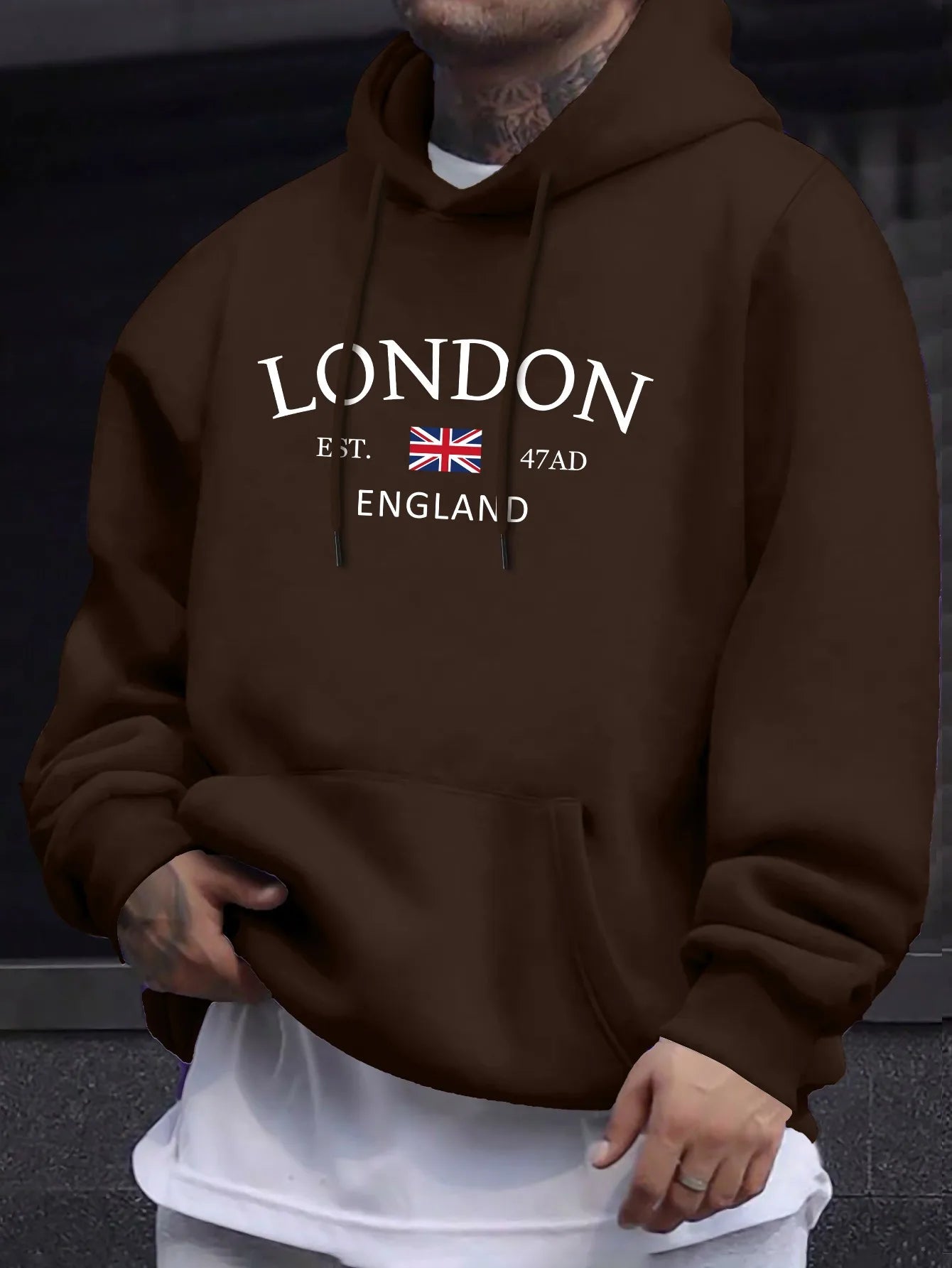 London England Flag Print Hoodie - Men’s Stylish Long Sleeve Regular Fit Sweatshirt