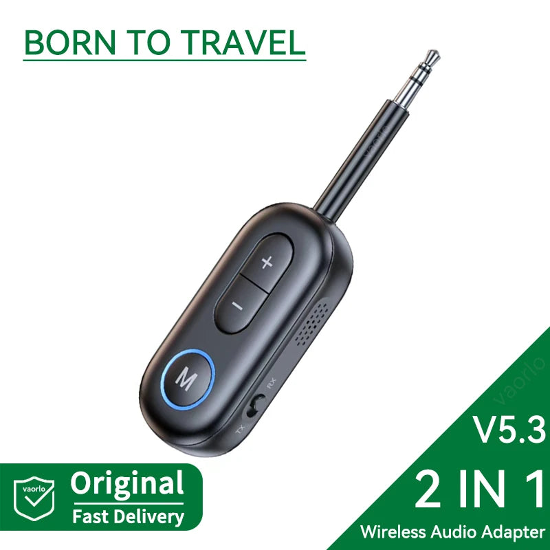 Bluetooth 5.3 AUX Adapter 2 in 1 Receiver Transmitter Airplane TV Car