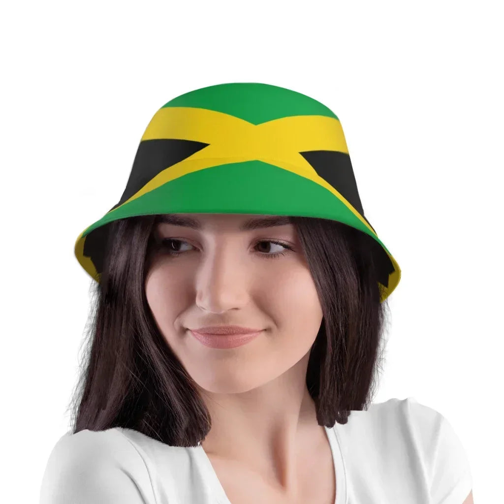 Jamaica Flag Fisherman Cap - Unisex Hip Hop Bucket Hat for Summer Outdoors