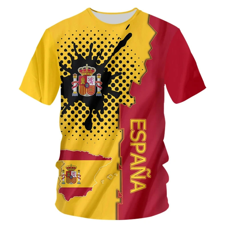 Spain Flag Coat of Arms 3D T-Shirt – Oversized Y2K Unisex Tee