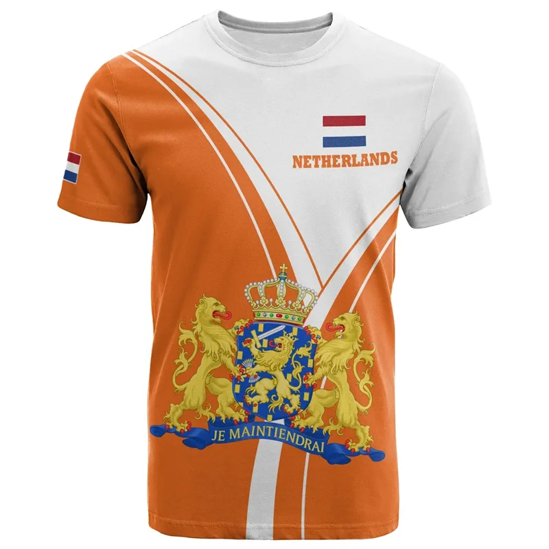 Netherlands Flag T-Shirt – Men’s 3D Printed Orange Oversized Tee
