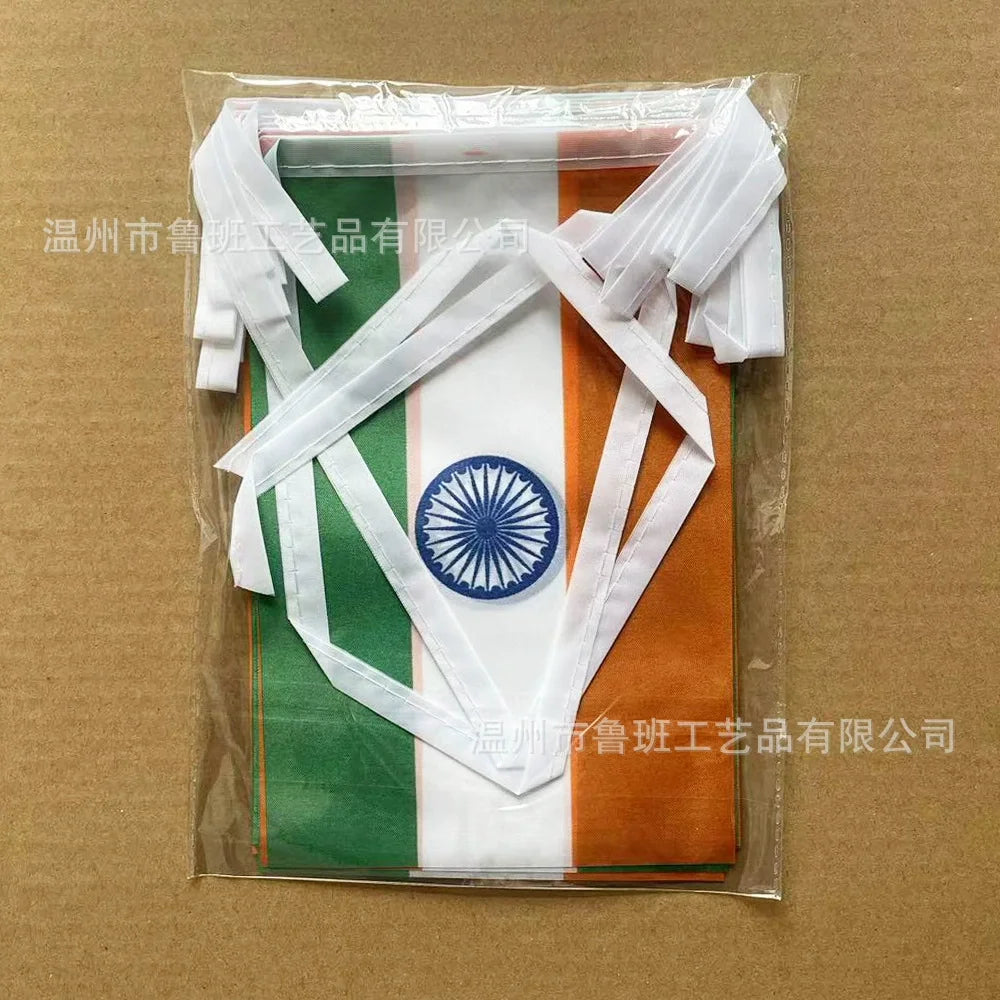 India Bunting Flags 20pcs – 14x21cm Pennant String Banner for Party & Holiday