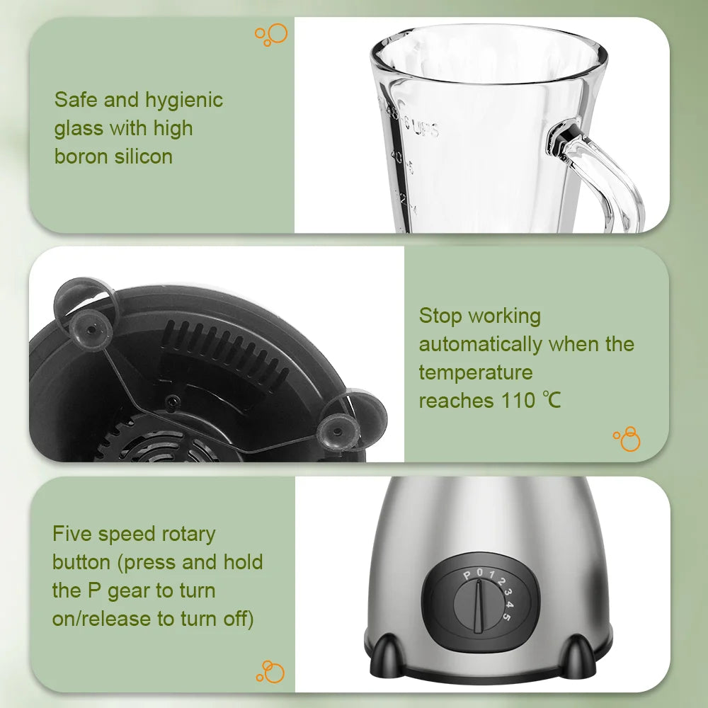 300W Multifunction Blender - 5-Speed Smoothie & Food Processor with Glass Jar