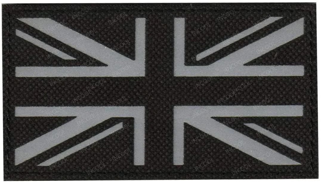 UK British Flag Embroidered Patch Hook Loop Reflective Badge Applique