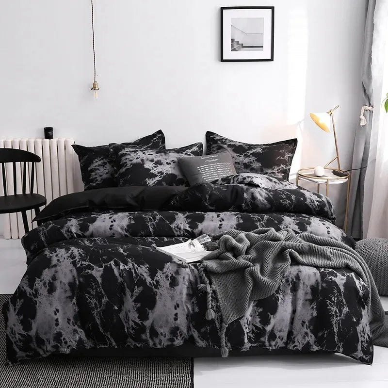 Luxury Black Bedding Set 3pcs Duvet Cover with Pillowcases Queen King
