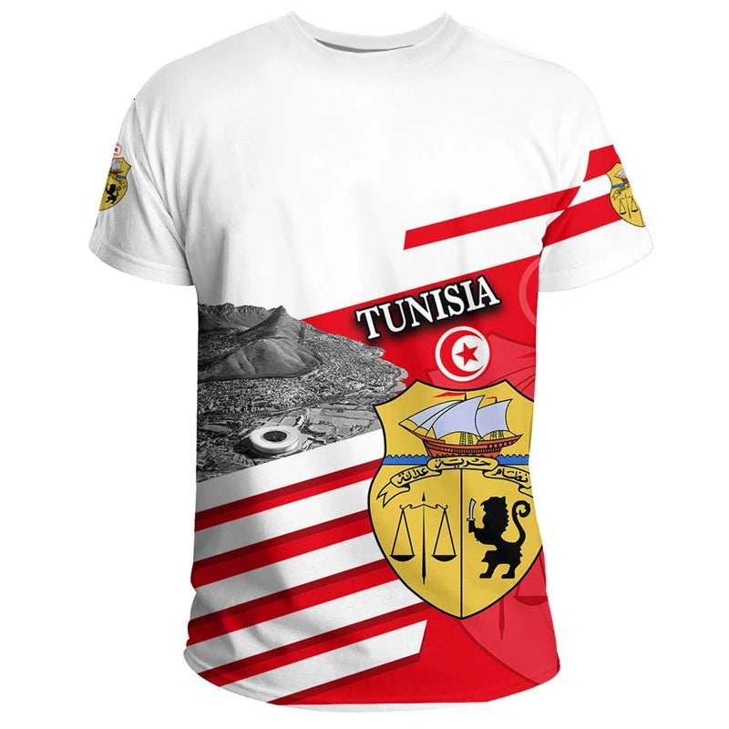 Tunisia Flag 3D T-Shirt – National Emblem Unisex Sports Streetwear Tee