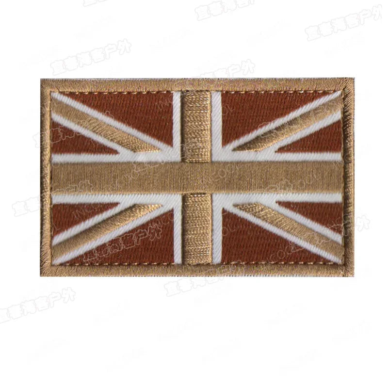 UK British Flag Embroidered Patch Hook Loop Reflective Badge Applique