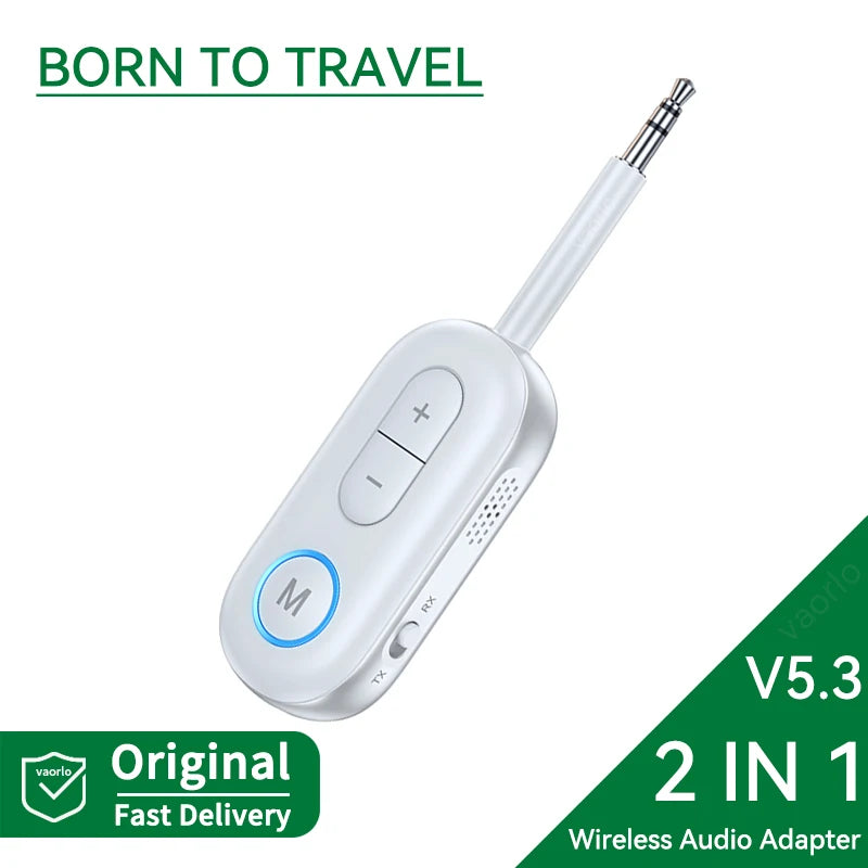 Bluetooth 5.3 AUX Adapter 2 in 1 Receiver Transmitter Airplane TV Car