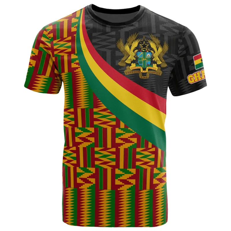 Ghana 3D Print Independence Day T-Shirt - National Map & Flag Emblem Graphic